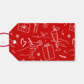 Moderne pink & Red Whimsical Weihnachtsfamilie Geschenkanhänger (Rückseite Horizontal)