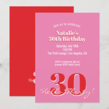 Moderne Pink-Rote Minimalistische 30. Geburtstagsf