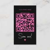 Moderne pink-schwarze Bestell-Danke-QR-Code Visitenkarte (Rückseite)