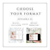 Moderne Pink Script Cross Girl Foto Taufe Einladung