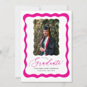 Moderne Pink Script Foto Graduation Party Einladung (Vorderseite)