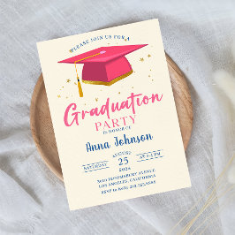 Moderne Pink Script Graduation Party Einladung