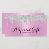 Moderne Pink & Silver Tropfens Salon Geschenkgutsc (Vorne/Hinten)