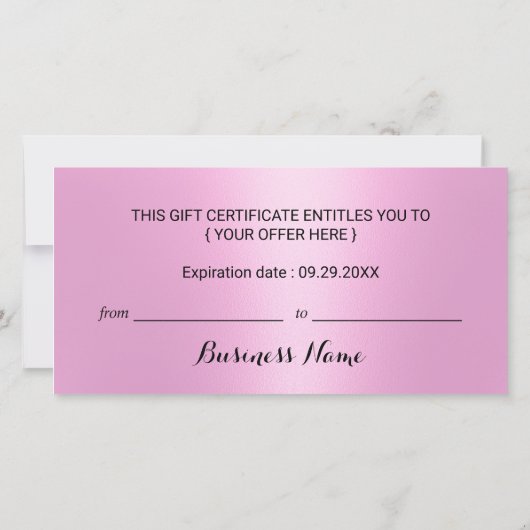 Moderne Pink & Silver Tropfens Salon Geschenkgutsc (Rückseite)