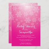 Moderne Pink Snowflake Girls Baby Dusche Einladung (Vorne/Hinten)