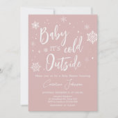 Moderne Pink Snowflakes Baby Dusche Einladung (Vorderseite)