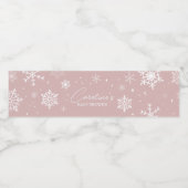 Moderne Pink Snowflakes Baby Dusche Wasserflaschenetikett (Einzelnes Label)