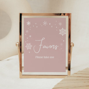 Moderne Pink Snowflakes Baby Duschfavoriten Poster