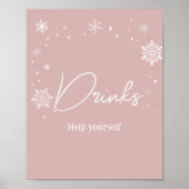 Moderne Pink Snowflakes Baby Duschgetränke Poster (Vorne)