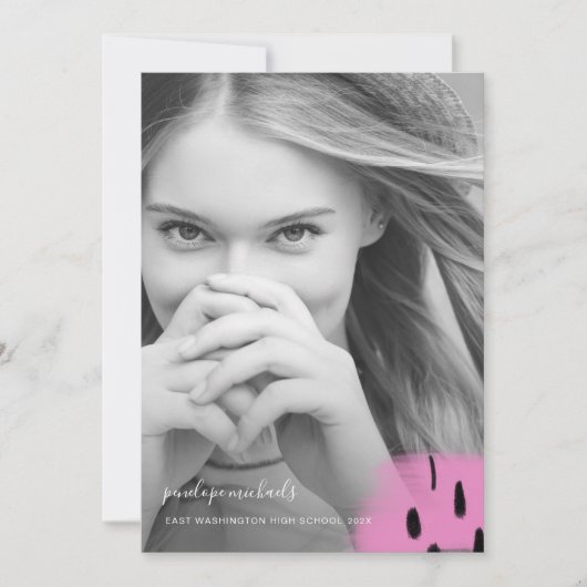 Moderne Pink Splashes 1 Foto Graduierungsparty Einladung (Vorderseite)