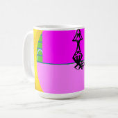 Moderne Pink Square Time Kaffeetasse (Vorderseite Links)