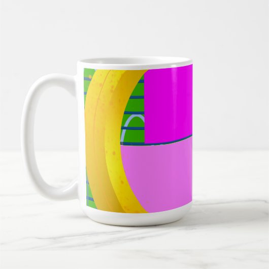 Moderne Pink Square Time Kaffeetasse (Links)
