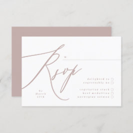 Moderne Pink Taupe Calligrafy Wedding RSVP Karte