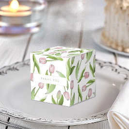 Moderne Pink Tulip Blume Danke Party Geschenkschachtel