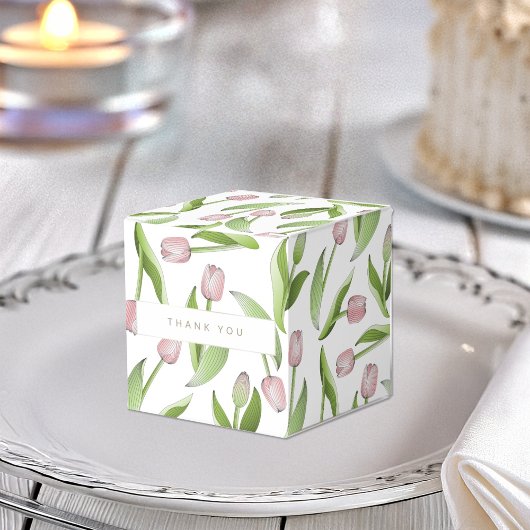 Moderne Pink Tulip Blume Danke Party Geschenkschachtel