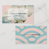 Moderne Pink & Turquoise Ukiyo-e Business Card Visitenkarte (Vorne/Hinten)