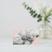 Moderne Pink & Turquoise Ukiyo-e Business Card Visitenkarte (Stehend Vorderseite)