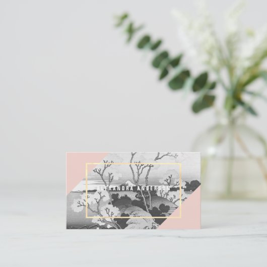 Moderne Pink & Turquoise Ukiyo-e Business Card Visitenkarte (Stehend Vorderseite)