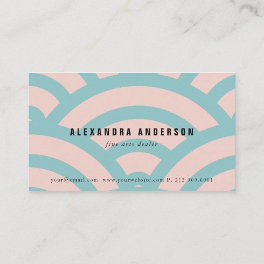 Moderne Pink & Turquoise Ukiyo-e Business Card Visitenkarte (Rückseite)