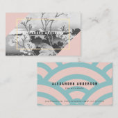 Moderne Pink & Turquoise Ukiyo-e Business Card Visitenkarte (Vorne/Hinten)