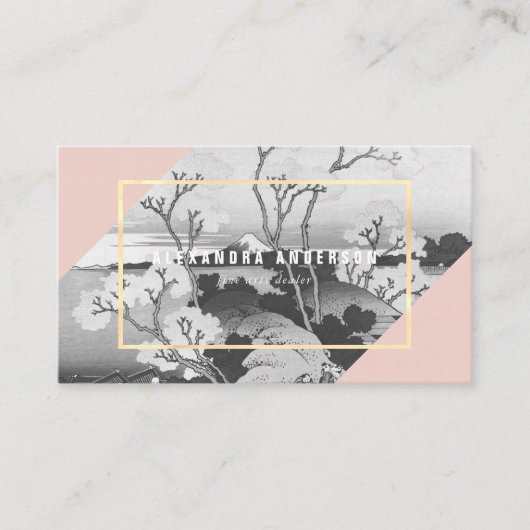 Moderne Pink & Turquoise Ukiyo-e Business Card Visitenkarte (Vorderseite)