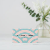 Moderne Pink & Turquoise Wave Pattern Business Car Visitenkarte (Stehend Vorderseite)