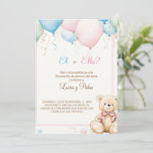 Moderne Pink- und Blue-Spanisch-Geschlechterdarste Einladung (Stehend Vorderseite)