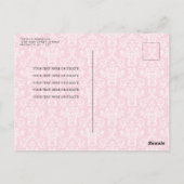 Moderne Pink Watercolor Bow Ribbon Girl Babydusche Postkarte (Rückseite)