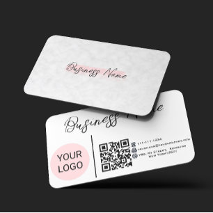 Moderne Pink Watercolor Buffalo Karo QR CODE Visitenkarte