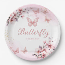Moderne Pink Watercolor Butterfly Girl Babydusche