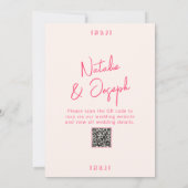Moderne Pink Whimsical Bright QR Code Fun Hochzeit Einladung (Rückseite)