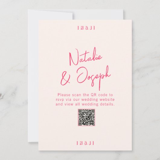 Moderne Pink Whimsical Bright QR Code Fun Hochzeit Einladung (Rückseite)