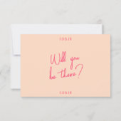 Moderne pink Whimsical Retro Fun Funky Wedding RSVP Karte (Rückseite)