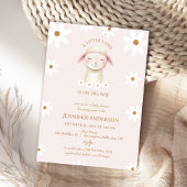Moderne Pink White Daisy Kleine Lamb Baby Dusche Einladung