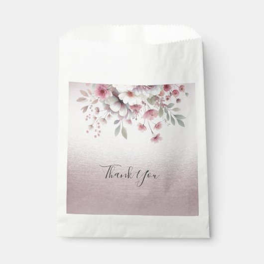 Moderne Pink White Floral Fevor Bag Geschenktütchen (Vorderseite)