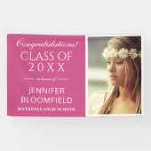 Moderne Pink White Foto Abschluss CLASS OF 2025 Banner (Horizontal)