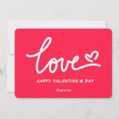 Moderne Pink & White Valentine Day Herztypografie (Vorderseite)