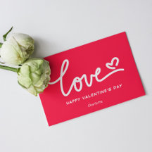 Moderne Pink & White Valentine Day Herztypografie