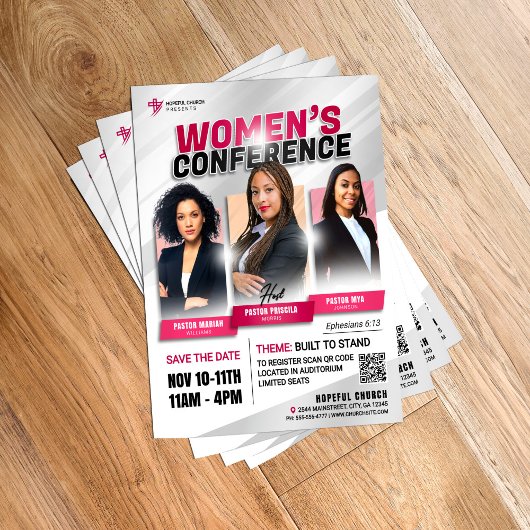Moderne pink Women's Church Conference Ansammlung Flyer