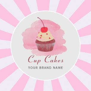 Moderne Pinkcupcake-Unternehmen  Runder Aufkleber
