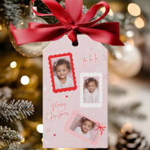 Moderne Pinke „Fa La La“ Foto Weihnachtskarte