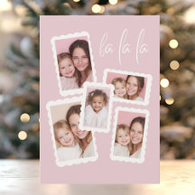 Moderne Pinke „Fa La La“ Mehrfach-Foto-Weihnachtsk