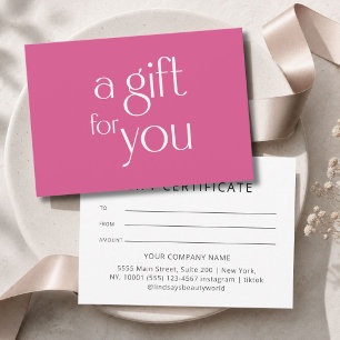 Moderne Pinke Geschenk Zertifikat