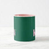 Moderne Pinke Grüne Monogramm Anfangsbuchstaben Pe Tasse (Zentrum)