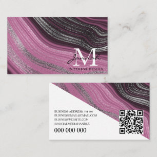 Moderne Pinke Lila Abstrakte Wellen Innenarchitekt Visitenkarte