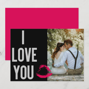 Moderne Pinke Lippen-Typografie Liebesfoto Valenti Feiertagskarte