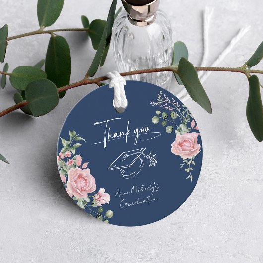 Moderne Pinke Rosen Script-Abschluss Geschenkanhänger