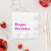 Moderne Pinke Typografie Geburtstag Serviette (Beispiel)