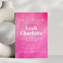 Moderne pinke Wasserfarbe trendige Bat Mitzvah