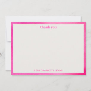 Moderne Pinke Wasserfarbe Trendy Custom Bat Mitzva Dankeskarte
